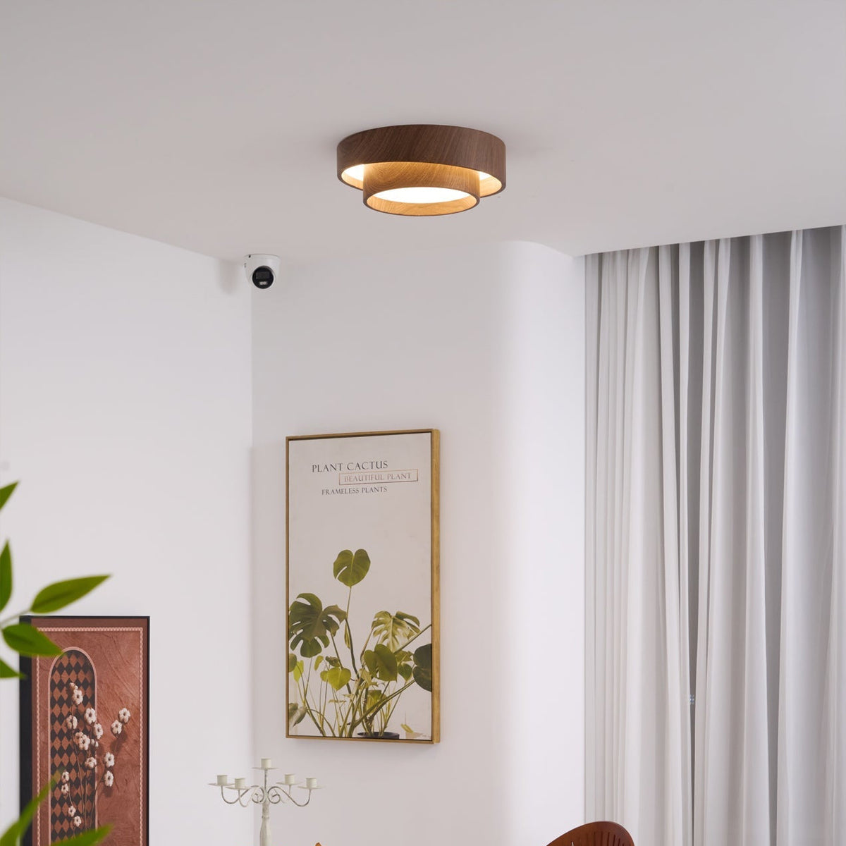 Muto Lámpara de Techo de Doble Aro en Color Nogal — imagen 7 | Aura Lighting