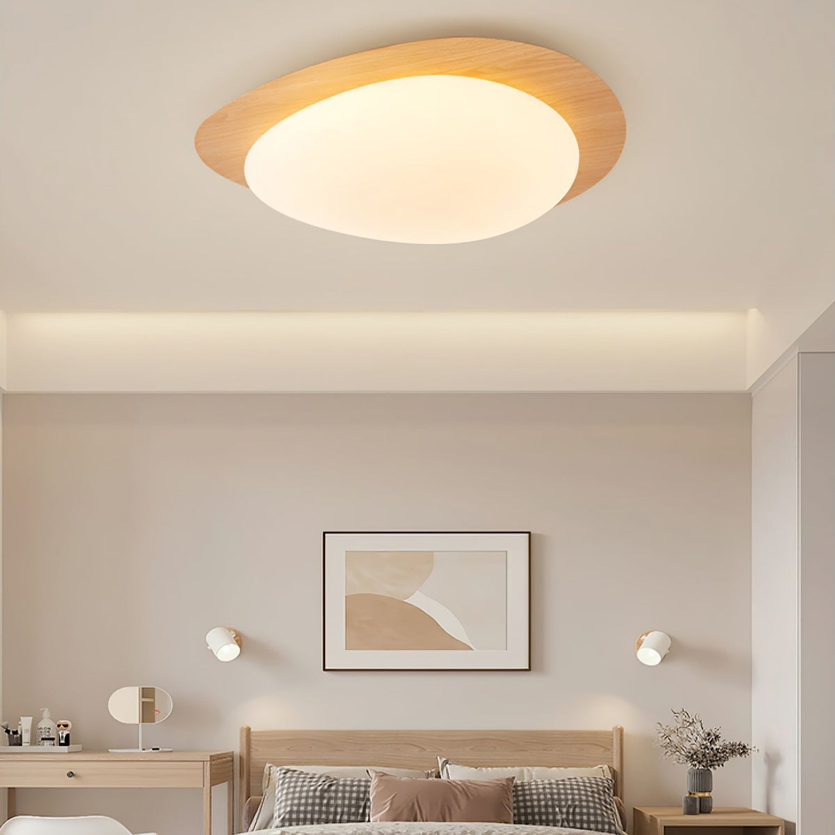 Muto Lámpara de Techo Nogal con Forma de Guijarro — imagen 3 | Aura Lighting