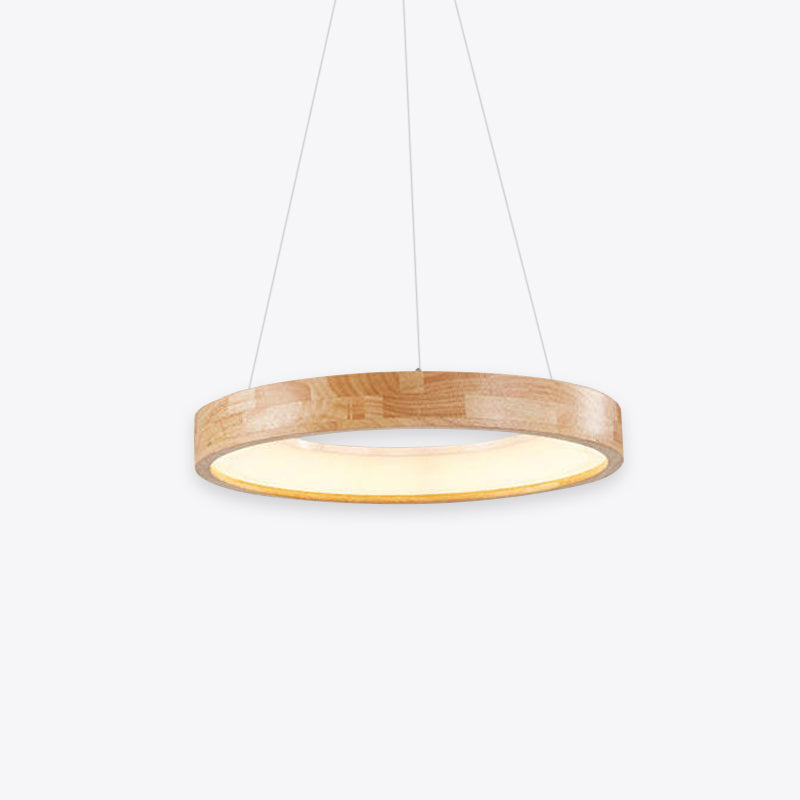 Muto Natural Anillo Acrílico LED Lámpara Colgante Madera — imagen 1 | Aura Lighting