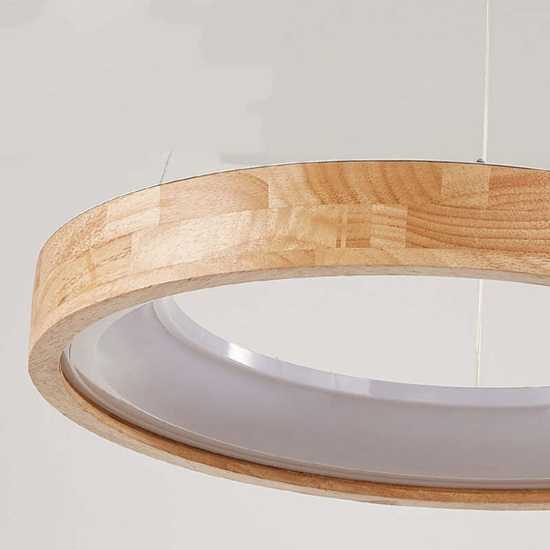 Muto Natural Anillo Acrílico LED Lámpara Colgante Madera — imagen 10 | Aura Lighting