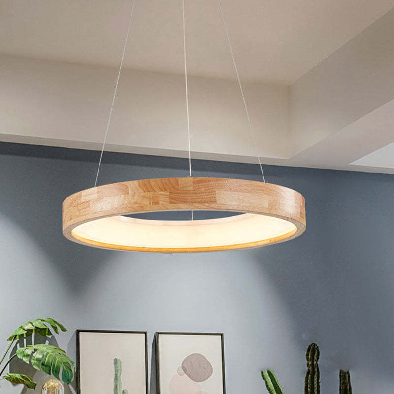 Muto Natural Anillo Acrílico LED Lámpara Colgante Madera — imagen 13 | Aura Lighting