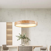 Muto Natural Anillo Acrílico LED Lámpara Colgante Madera — imagen 2 | Aura Lighting