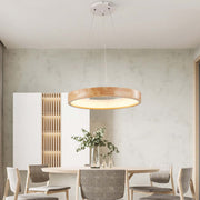 Muto Natural Anillo Acrílico LED Lámpara Colgante Madera — imagen 7 | Aura Lighting
