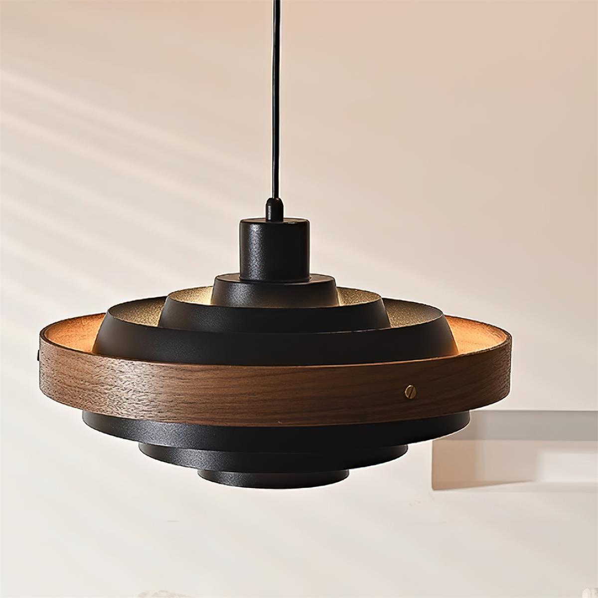 Muto Modern Round   Pendant Light  Wood — imagen 13 | Aura Lighting