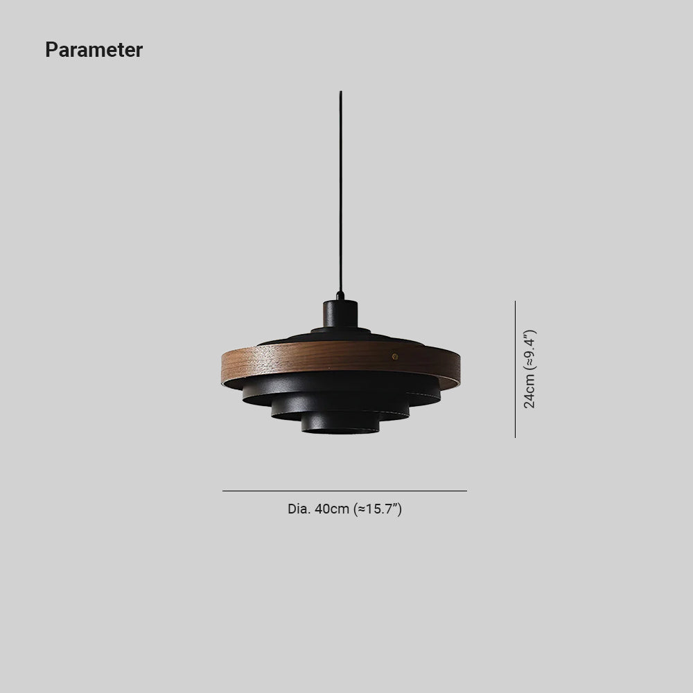 Muto Modern Round   Pendant Light  Wood — imagen 4 | Aura Lighting