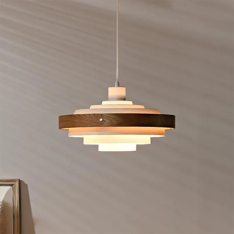 Muto Modern Round   Pendant Light  Wood — imagen 5 | Aura Lighting