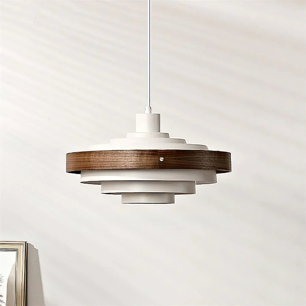 Muto Modern Round   Pendant Light  Wood — imagen 6 | Aura Lighting