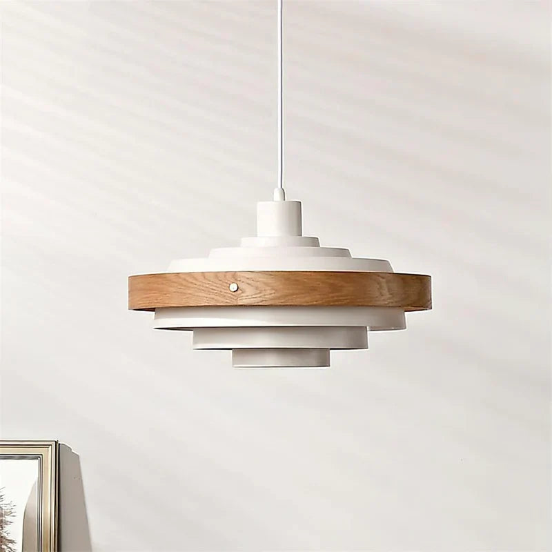 Muto Modern Round   Pendant Light  Wood — imagen 7 | Aura Lighting