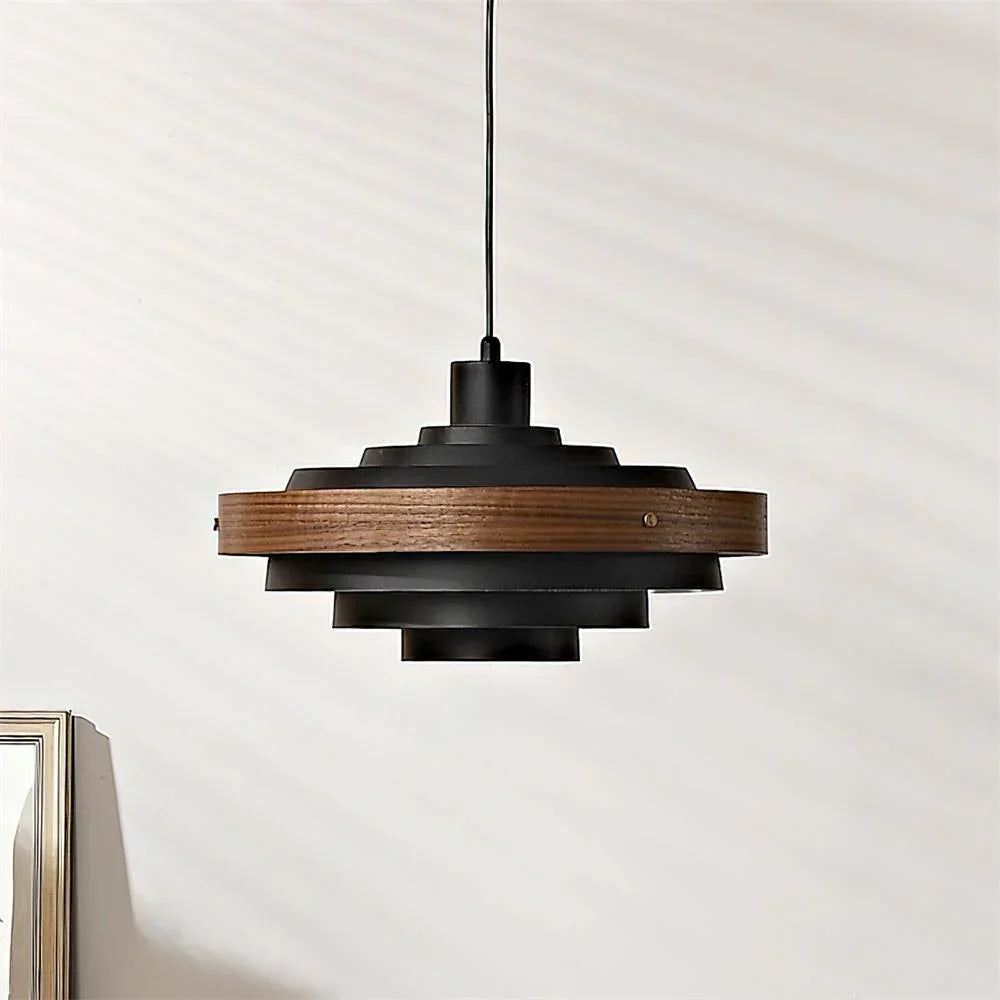 Muto Modern Round   Pendant Light  Wood — imagen 8 | Aura Lighting