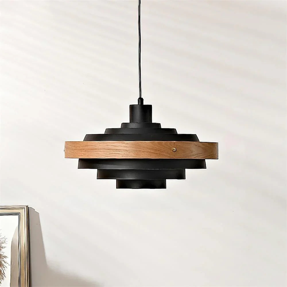 Muto Modern Round   Pendant Light  Wood — imagen 9 | Aura Lighting