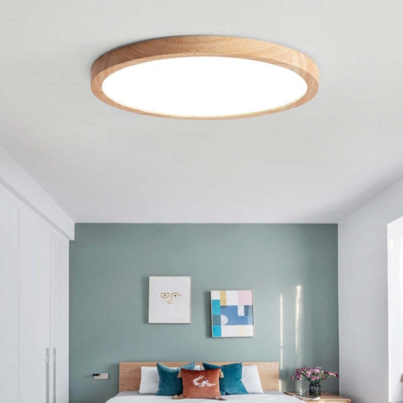 Muto Moderna Redonda LED Acrílico Lámpara de Techo Madera — imagen 10 | Aura Lighting