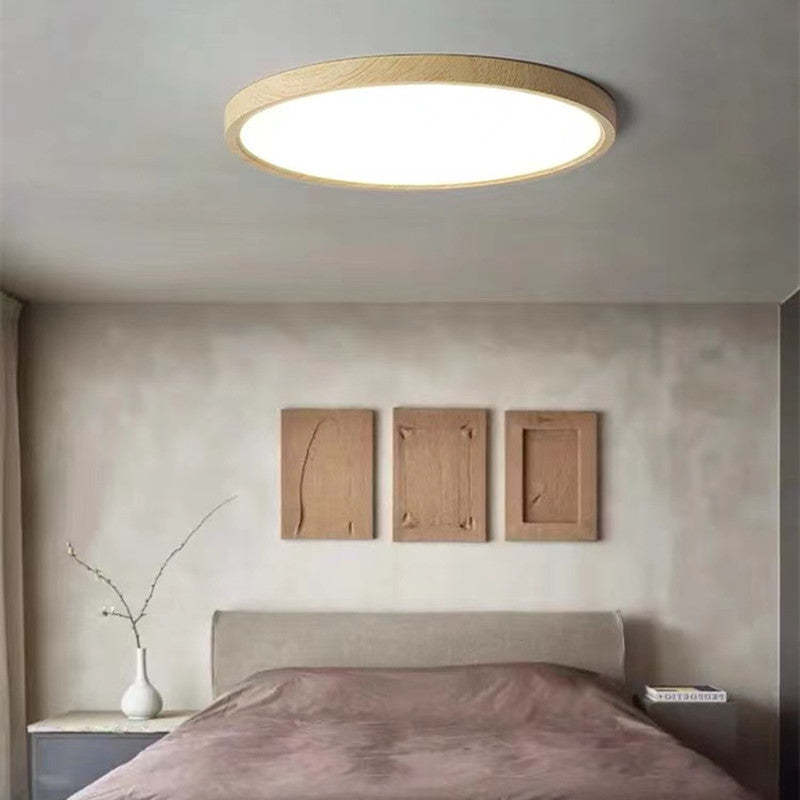 Muto Moderna Redonda LED Acrílico Lámpara de Techo Madera — imagen 2 | Aura Lighting