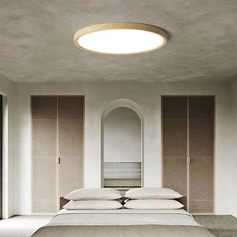 Muto Moderna Redonda LED Acrílico Lámpara de Techo Madera — imagen 5 | Aura Lighting
