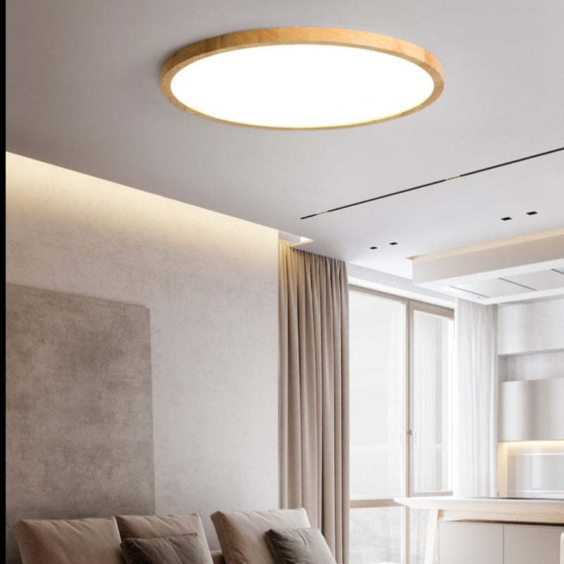 Muto Moderna Redonda LED Acrílico Lámpara de Techo Madera — imagen 7 | Aura Lighting