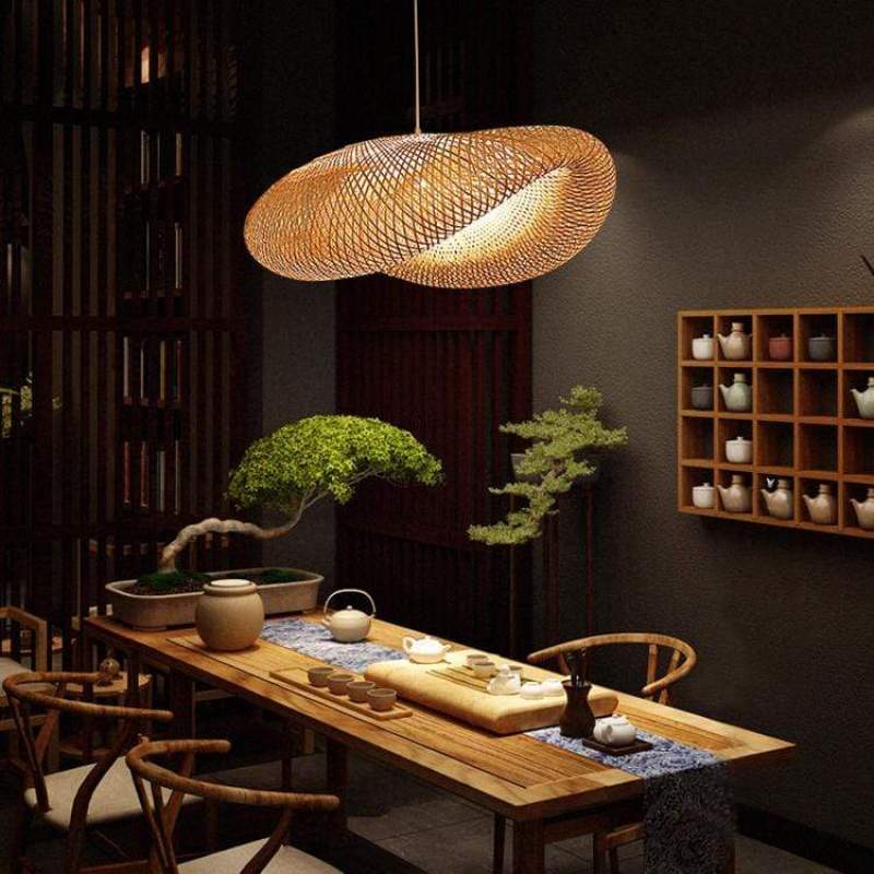 Muto Rustica Ratán Bambú Lámpara Colgante Marrón — imagen 13 | Aura Lighting