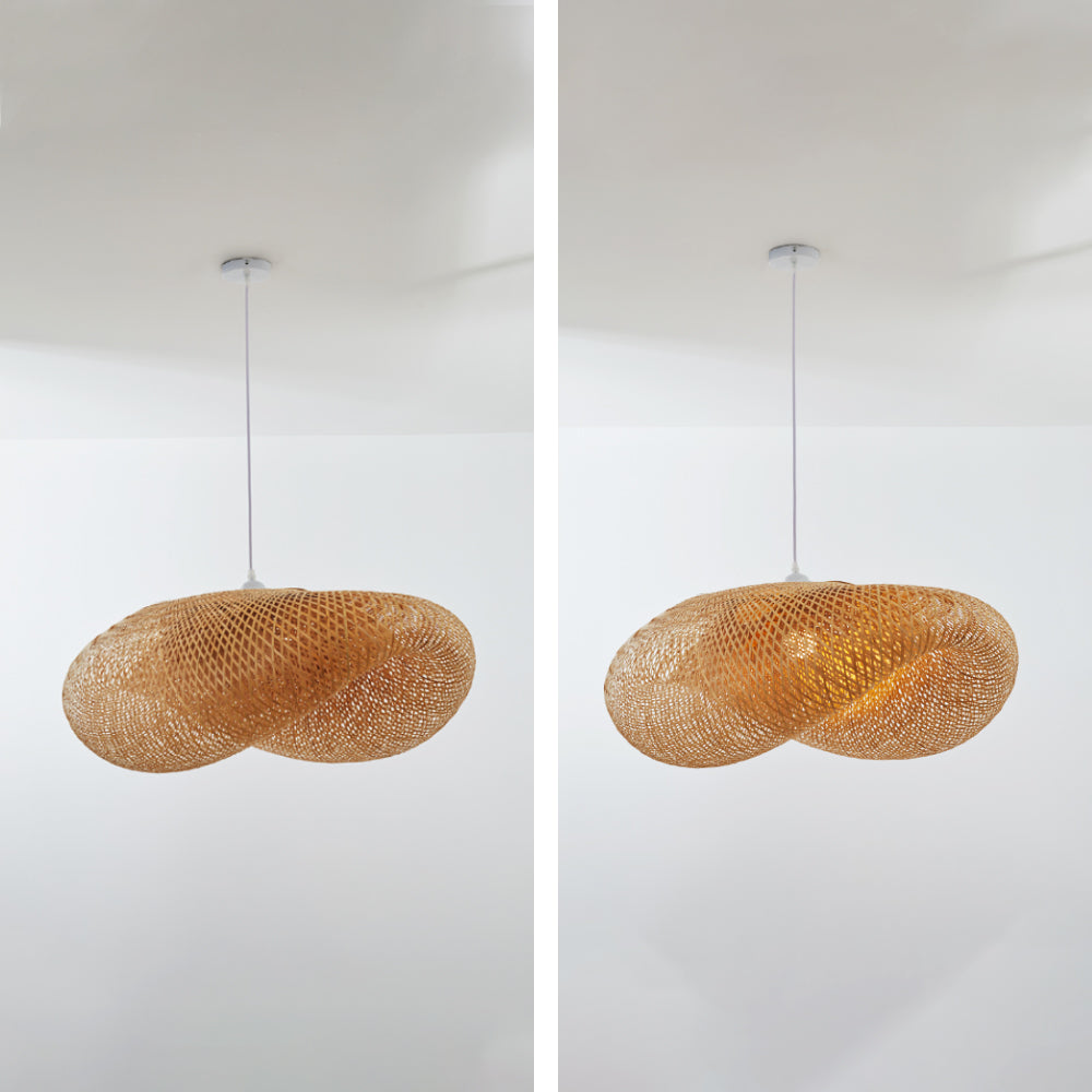 Muto Rustica Ratán Bambú Lámpara Colgante Marrón — imagen 15 | Aura Lighting