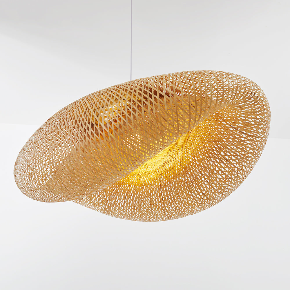 Muto Rustica Ratán Bambú Lámpara Colgante Marrón — imagen 16 | Aura Lighting