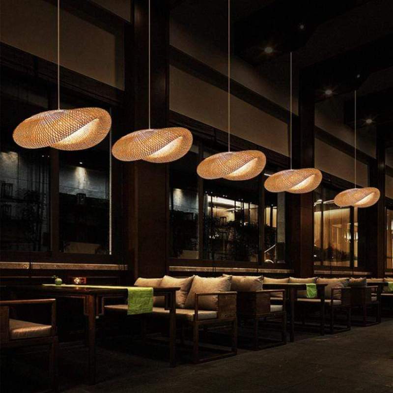 Muto Rustica Ratán Bambú Lámpara Colgante Marrón — imagen 5 | Aura Lighting