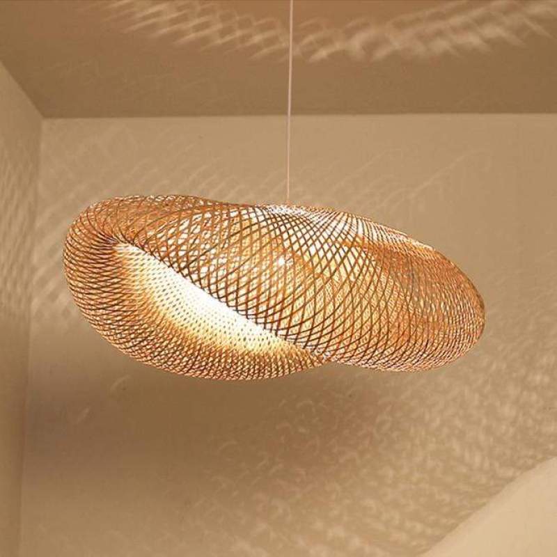 Muto Rustica Ratán Bambú Lámpara Colgante Marrón — imagen 8 | Aura Lighting