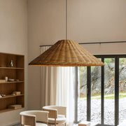 Muto Vintage Hecho a Mano LED Ratán Lámpara Colgante Salón — imagen 6 | Aura Lighting