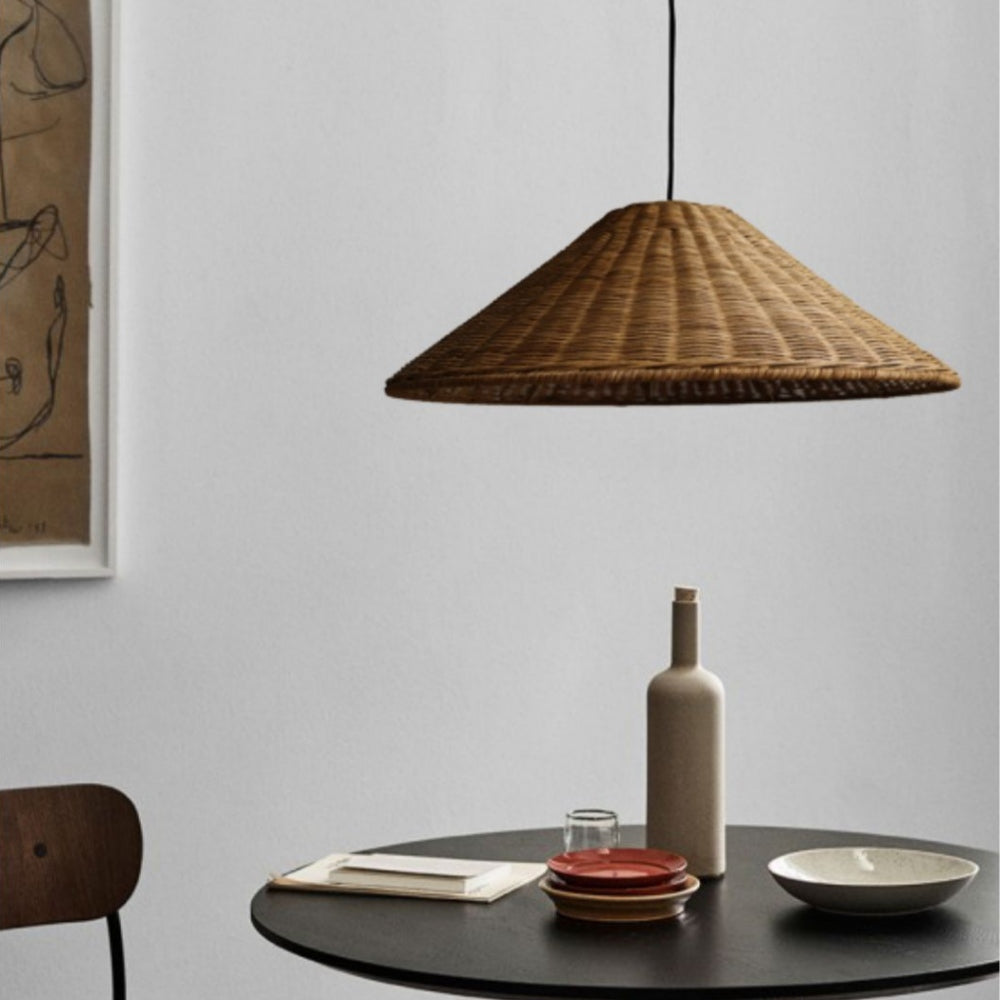 Muto Vintage Hecho a Mano LED Ratán Lámpara Colgante Salón — imagen 7 | Aura Lighting
