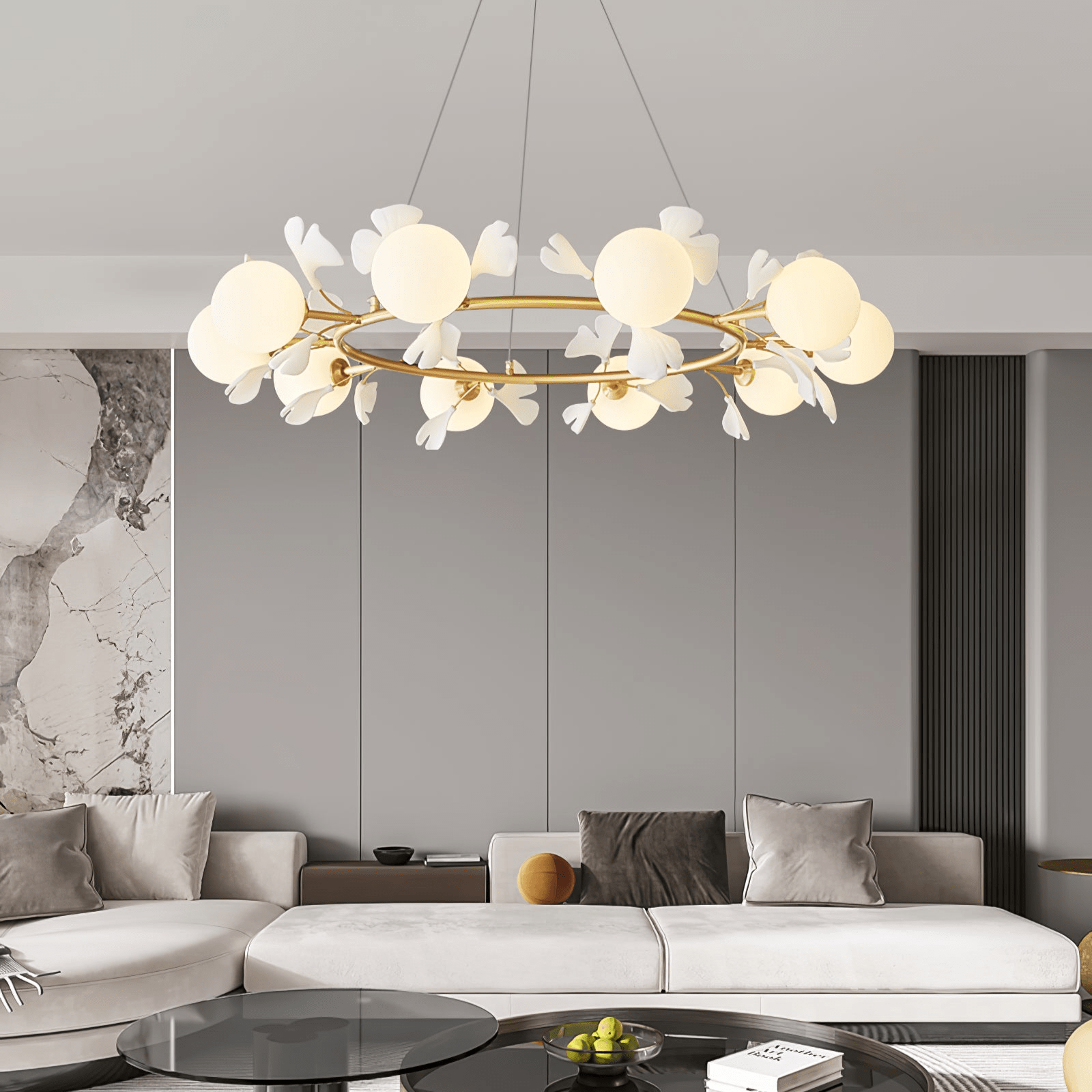 Evenielis Floral Brass Chandelier - Aura Lighting