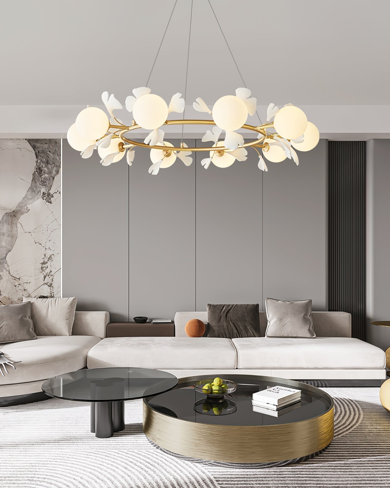 Evenielis Floral Brass Chandelier - Aura Lighting