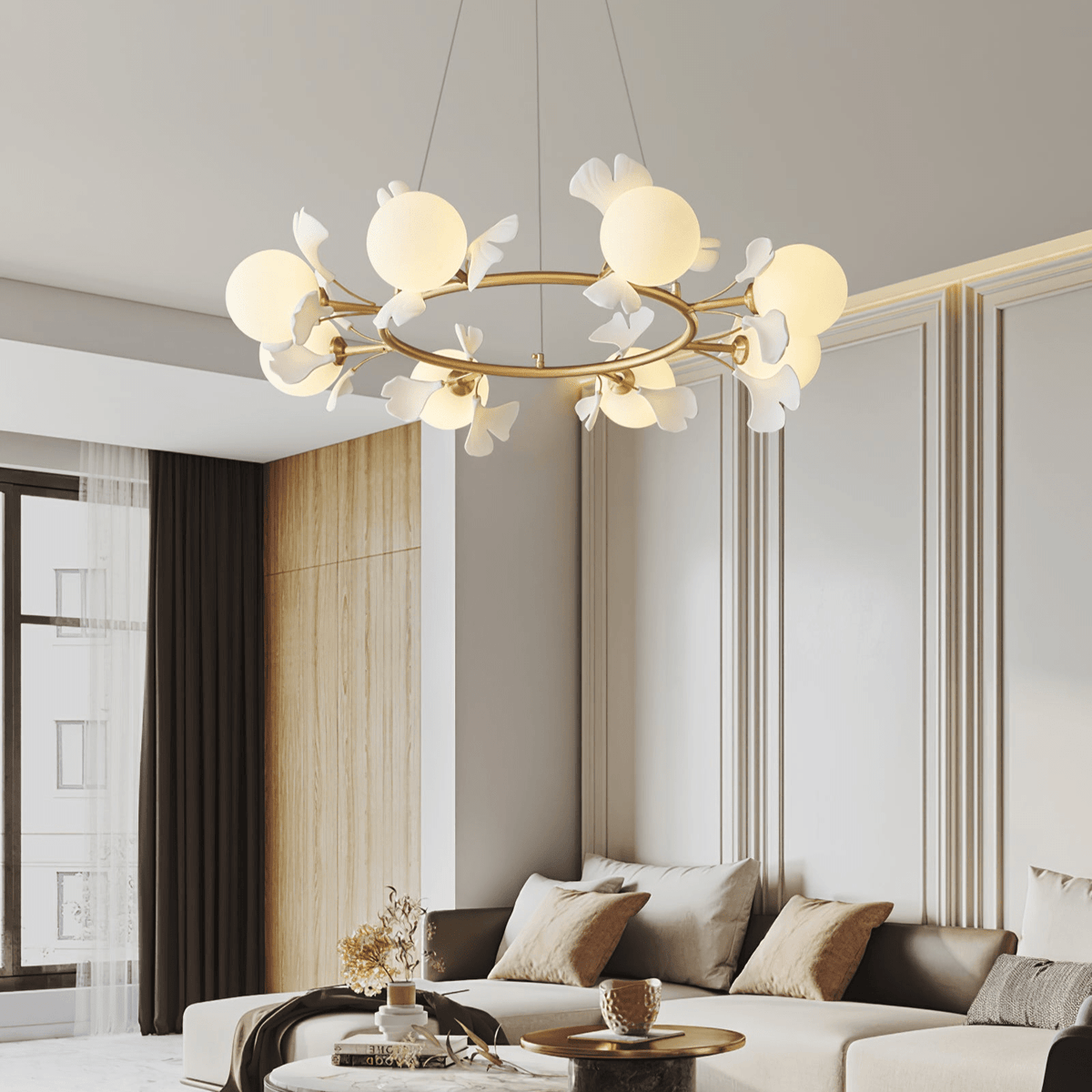 Evenielis Floral Brass Chandelier - Aura Lighting