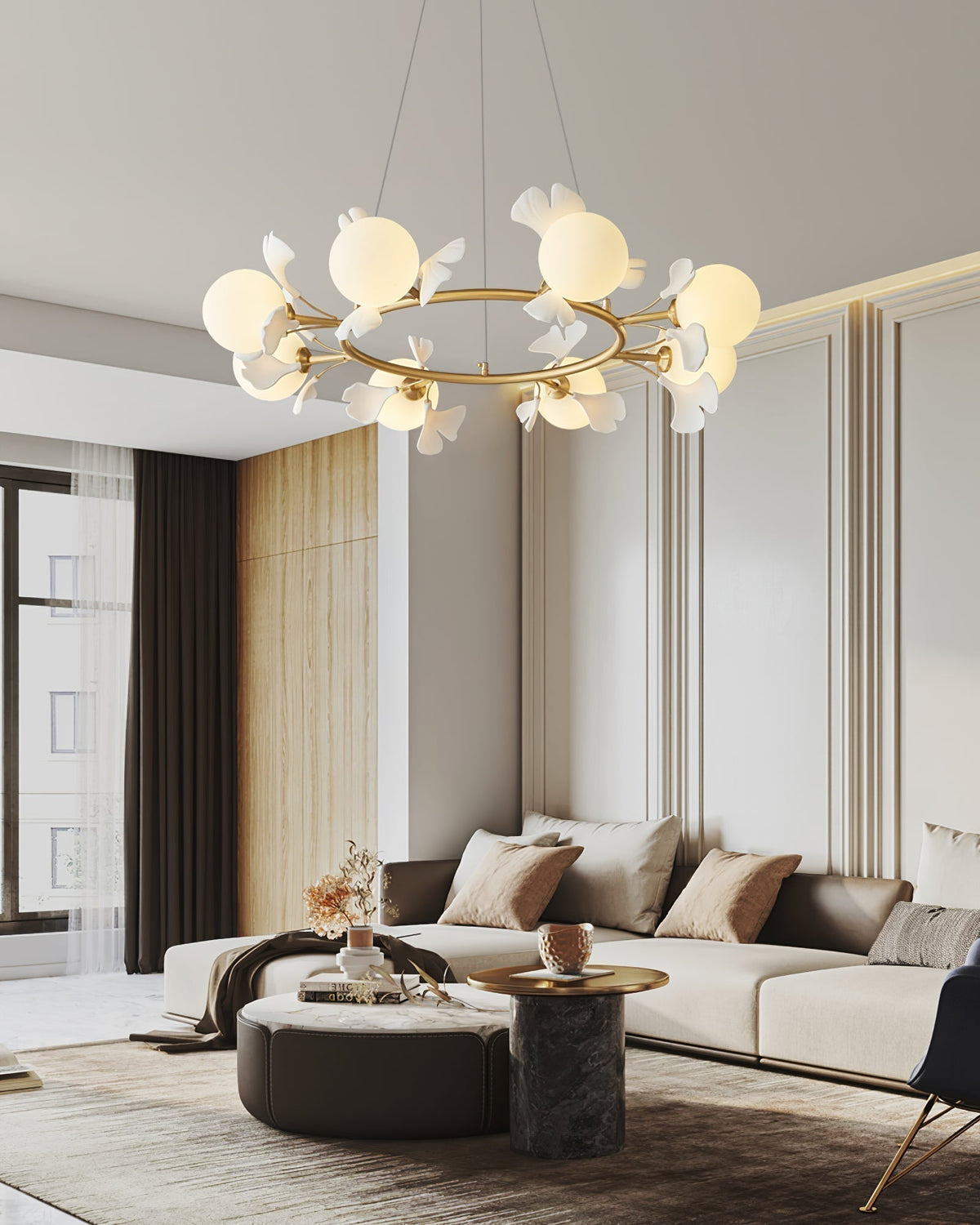 Evenielis Floral Brass Chandelier - Aura Lighting