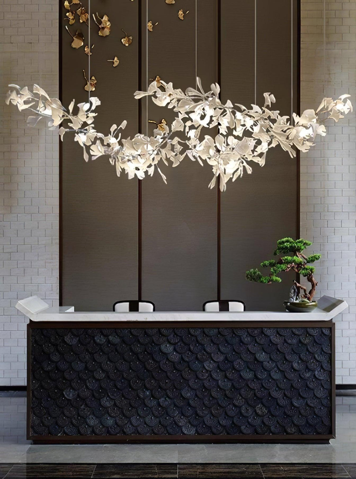Elorus Double Layer Combination Gingko Chandelier - Aura Lighting