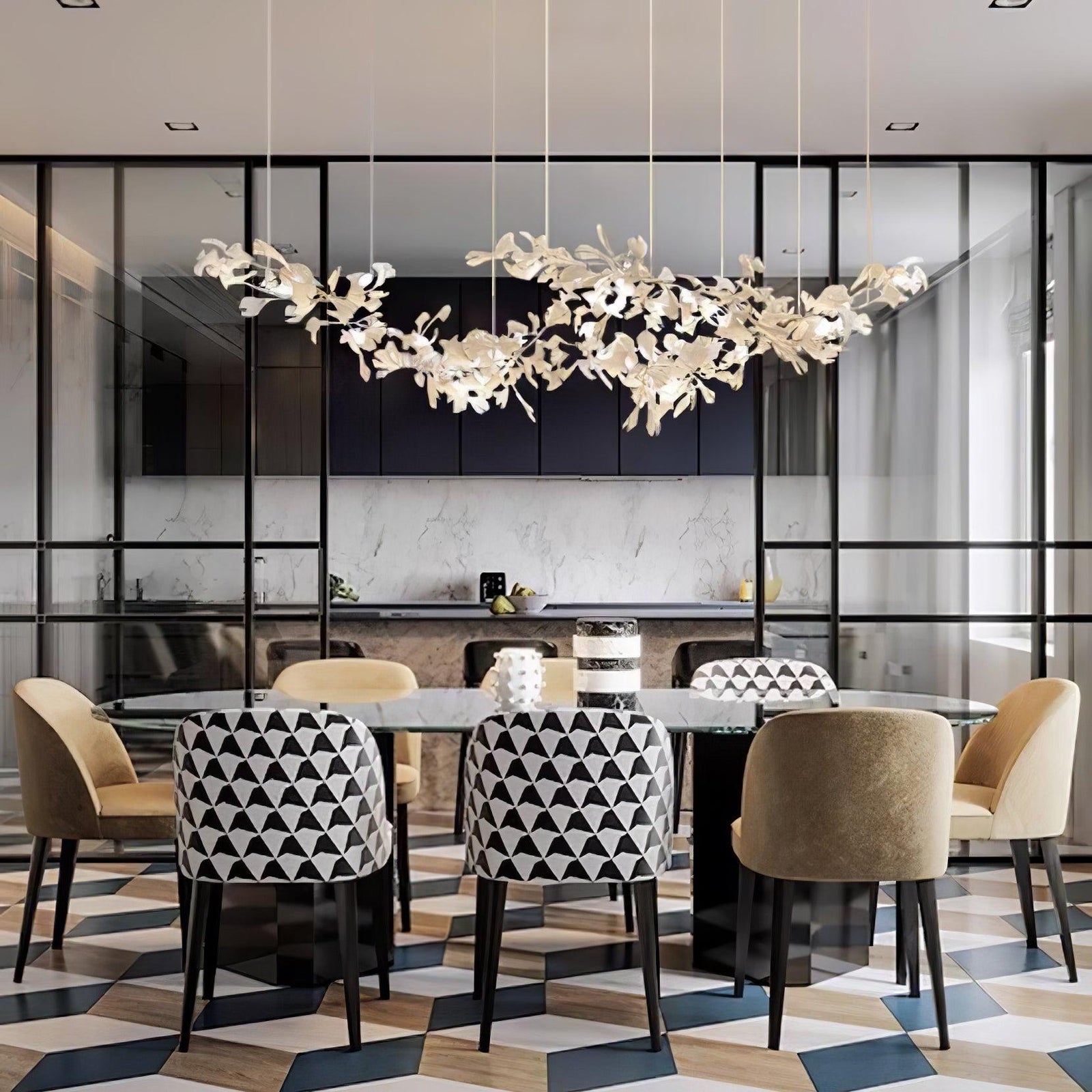 Elorus Double Layer Combination Gingko Chandelier - Aura Lighting