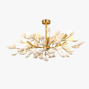 Aurora Chandelier Ginkgo Leaf Brass Ceramic - Aura Lighting