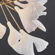 Aurora Chandelier Ginkgo Leaf Brass Ceramic - Aura Lighting