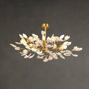 Aurora Chandelier Ginkgo Leaf Brass Ceramic - Aura Lighting