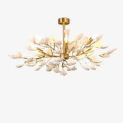 Aurora Chandelier Ginkgo Leaf Brass Ceramic - Aura Lighting