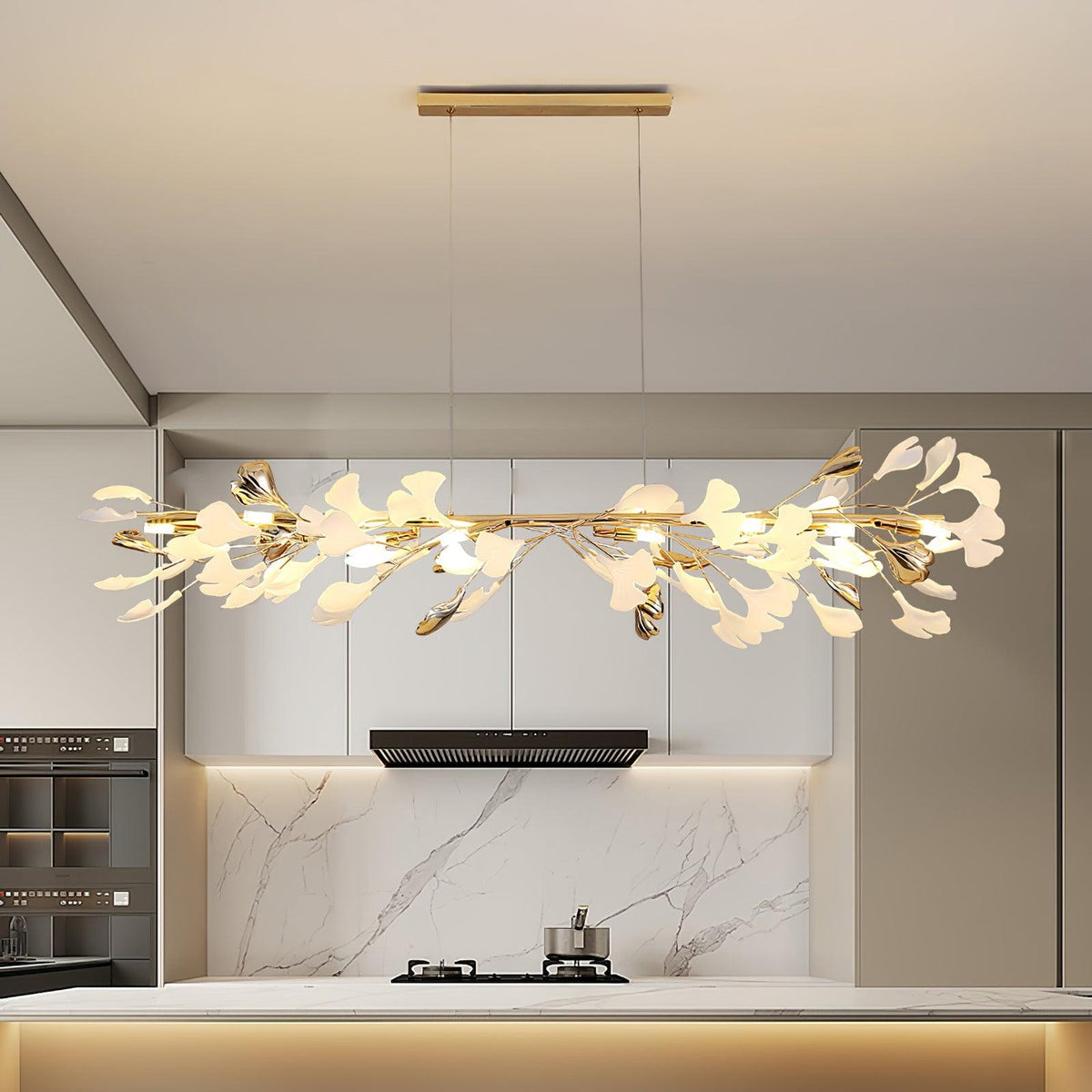 Ovyneth Postmodern Luxury Gingko Metal Ceramics Chandelier - Aura Lighting