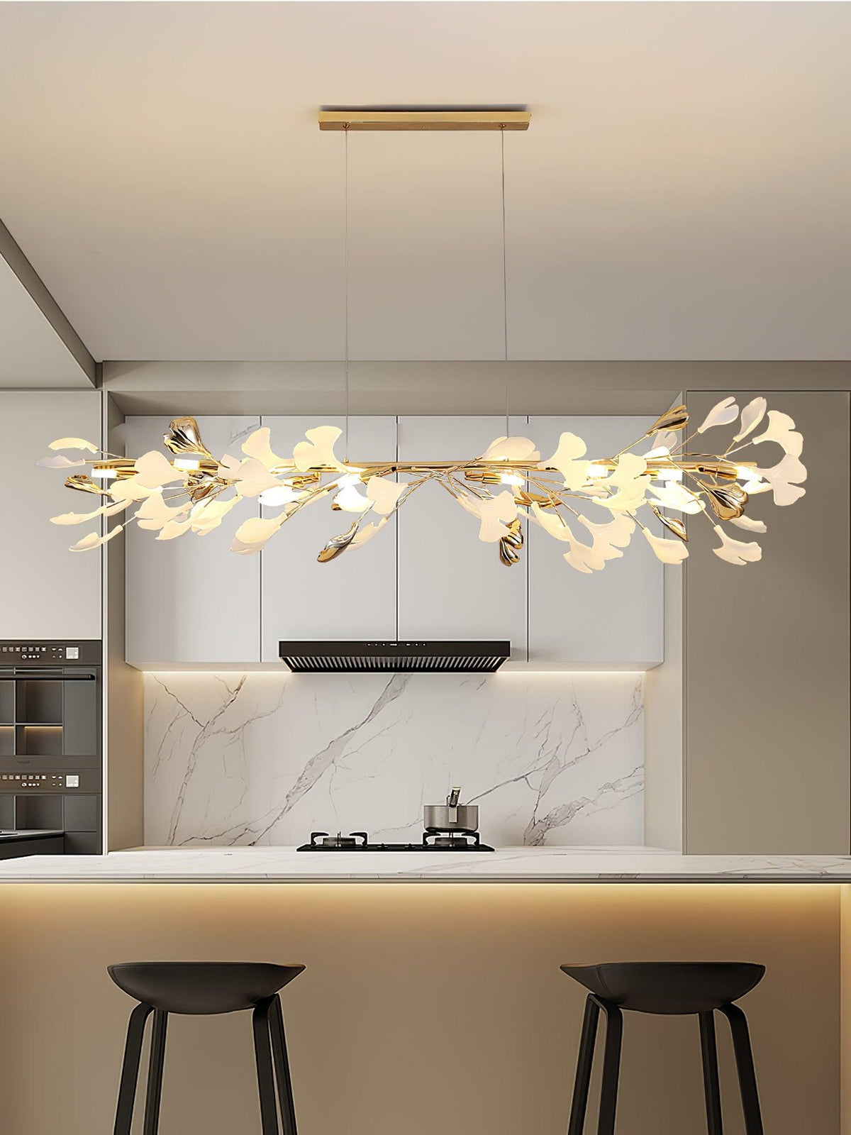 Ovyneth Postmodern Luxury Gingko Metal Ceramics Chandelier - Aura Lighting