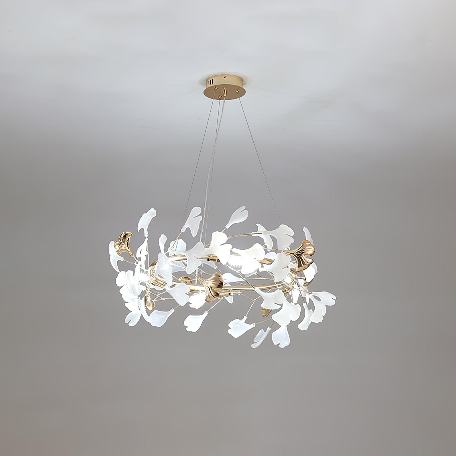 Ovyneth Postmodern Luxury Gingko Metal Ceramics Chandelier - Aura Lighting