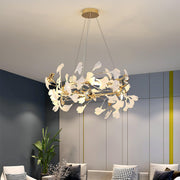 Ovyneth Postmodern Luxury Gingko Metal Ceramics Chandelier - Aura Lighting