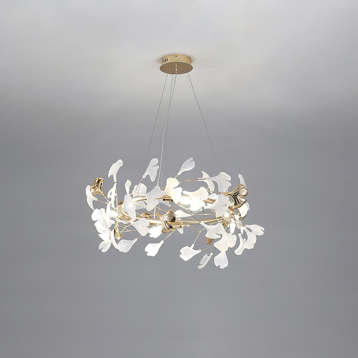 Ovyneth Postmodern Luxury Gingko Metal Ceramics Chandelier - Aura Lighting