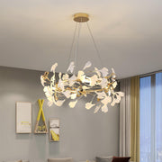 Ovyneth Postmodern Luxury Gingko Metal Ceramics Chandelier - Aura Lighting