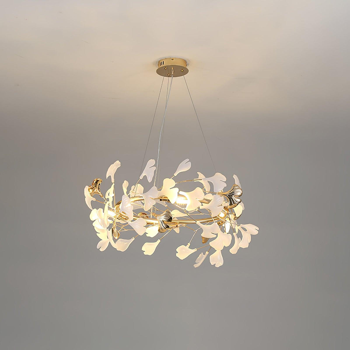Ovyneth Postmodern Luxury Gingko Metal Ceramics Chandelier - Aura Lighting