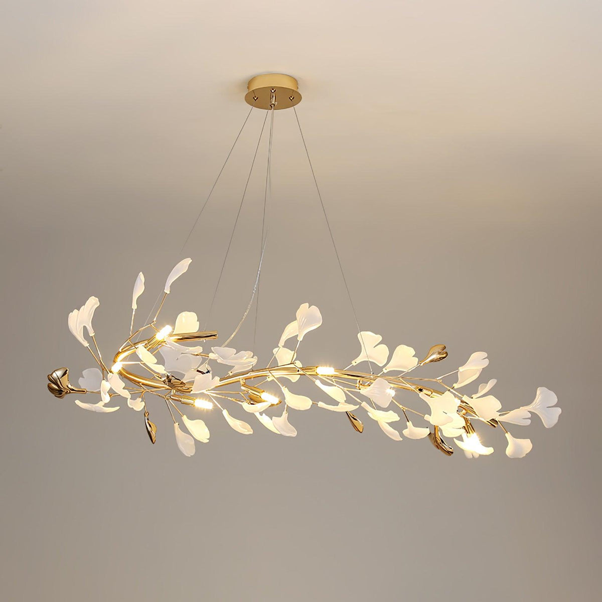 Ovyneth Postmodern Luxury Gingko Metal Ceramics Chandelier - Aura Lighting
