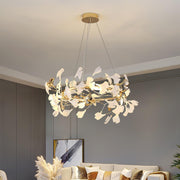 Ovyneth Postmodern Luxury Gingko Metal Ceramics Chandelier - Aura Lighting