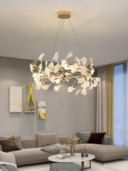 Ovyneth Postmodern Luxury Gingko Metal Ceramics Chandelier - Aura Lighting