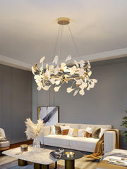 Ovyneth Postmodern Luxury Gingko Metal Ceramics Chandelier - Aura Lighting