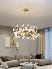 Ovyneth Postmodern Luxury Gingko Metal Ceramics Chandelier - Aura Lighting