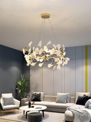 Ovyneth Postmodern Luxury Gingko Metal Ceramics Chandelier - Aura Lighting