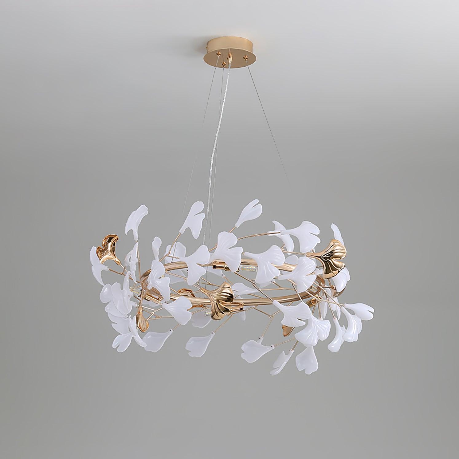 Ovyneth Postmodern Luxury Gingko Metal Ceramics Chandelier - Aura Lighting