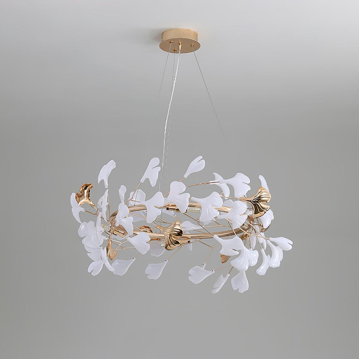 Ovyneth Postmodern Luxury Gingko Metal Ceramics Chandelier - Aura Lighting